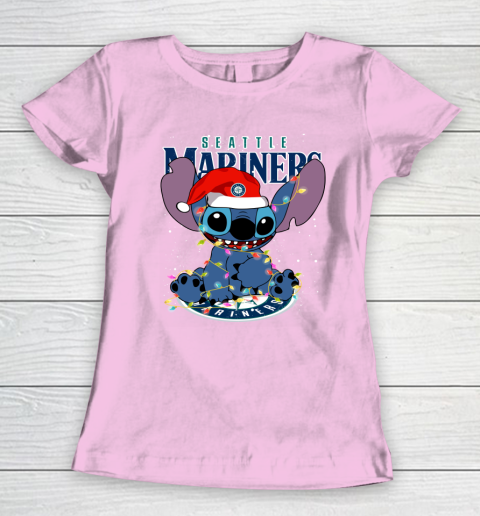 Seattle Mariners MLB noel stitch Baseball Christmas Women's T-Shirt 6