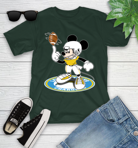 NFL Football Los Angeles Chargers Cheerful Mickey Disney Shirt Youth T-Shirt 5
