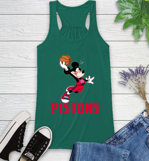 NBA Basketball Detroit Pistons Cheerful Mickey Mouse Shirt Racerback Tank 7