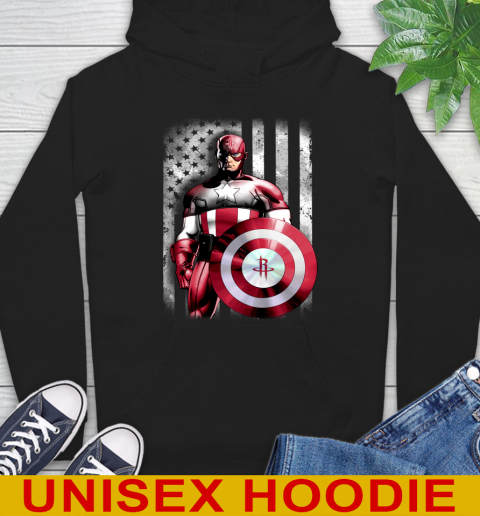 Houston Rockets NBA Basketball Captain America Marvel Avengers American Flag Shirt Hoodie
