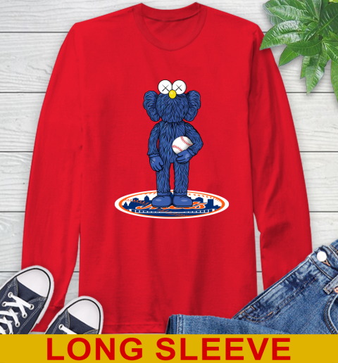 MLB Baseball New York Mets Kaws Bff Blue Figure Shirt Long Sleeve T-Shirt 10
