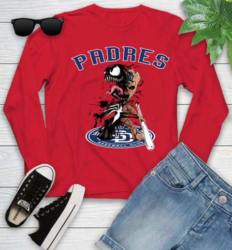 MLB San Diego Padres Baseball Venom Groot Guardians Of The Galaxy Youth Long Sleeve 11