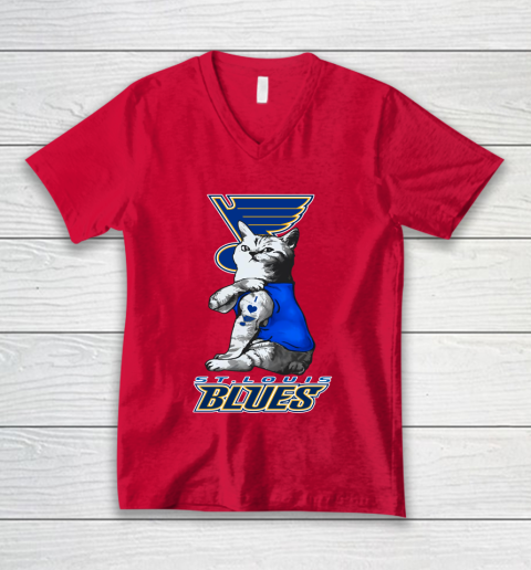 NHL My Cat Loves St.Louis Blues Hockey V-Neck T-Shirt 6