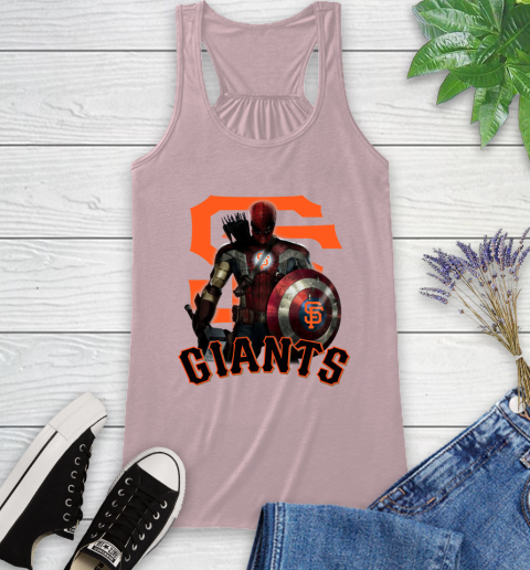 MLB Captain America Thor Spider Man Hawkeye Avengers Endgame Baseball San Francisco Giants Racerback Tank 11