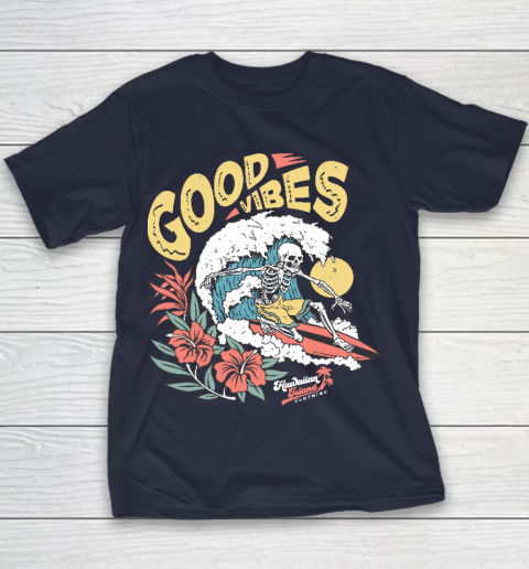 Good Vibes Skeleton Surfer Youth T-Shirt 2