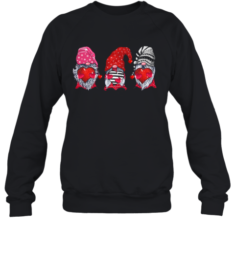 Three Gnomes Holding Hearts Valentine's Day Sweatshirt