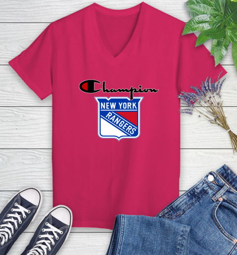 NHL Hockey New York Rangers Champion Shirt Women's V-Neck T-Shirt 6
