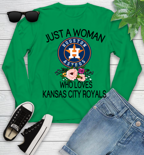 MLB Just A Woman Who Loves Kansas City Royals Baseball Sports Youth Long Sleeve 4
