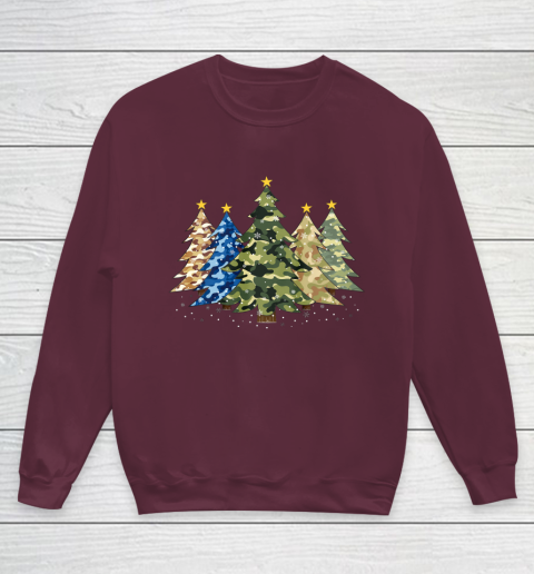 Camo Print Christmas Trees with Camouflage Print Xmas Youth Sweatshirt 4