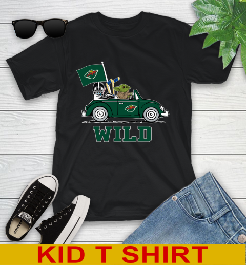 NHL Hockey Minnesota Wild Darth Vader Baby Yoda Driving Star Wars Shirt Youth T-Shirt 3 NHL Hockey Minnesota Wild Darth Vader Baby Yoda Driving Star Wars Shirt Youth T-Shirt - Image 3