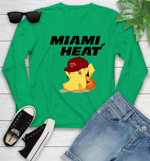 NBA Pikachu Basketball Sports Miami Heat Youth Long Sleeve 6