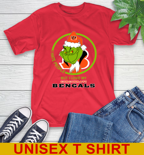 Cincinnati Bengals NFL Christmas Grinch I Hate People But I Love My Favorite Football Team T-Shirt 10
