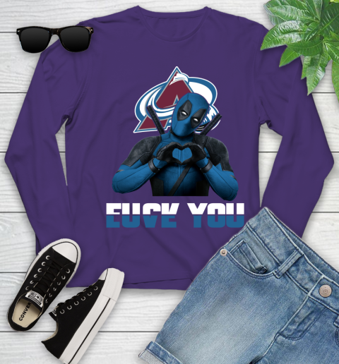 NHL Colorado Avalanche Deadpool Love You Fuck You Hockey Sports Youth Long Sleeve 4