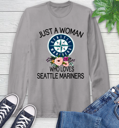 MLB Just A Woman Who Loves Seattle Mariners Baseball Sports Long Sleeve T-Shirt 4
