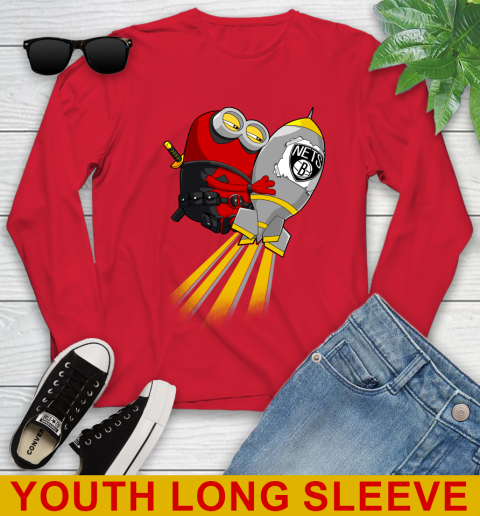 NBA Basketball Brooklyn Nets Deadpool Minion Marvel Shirt Youth Long Sleeve 11