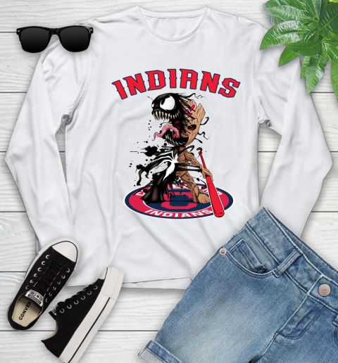 MLB Cleveland Indians Baseball Venom Groot Guardians Of The Galaxy Youth Long Sleeve