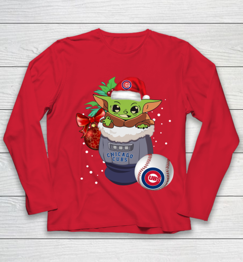 Chicago Cubs Christmas Baby Yoda Star Wars Funny Happy MLB Youth Long Sleeve 10