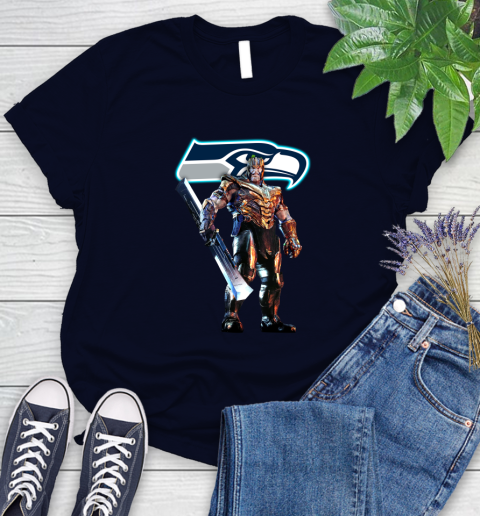 NFL Thanos Gauntlet Avengers Endgame Football Seattle Seahawks Women's T-Shirt 3