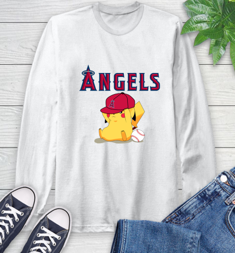 MLB Pikachu Baseball Sports Los Angeles Angels Long Sleeve T-Shirt