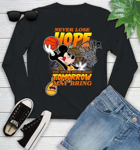 Los Angeles Lakers NBA Basketball Mickey Disney Never Lose Hope Youth Long Sleeve