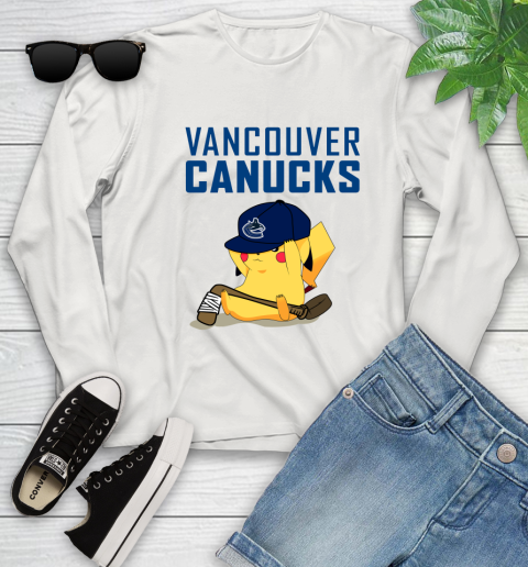 NHL Pikachu Hockey Sports Vancouver Canucks Youth Long Sleeve 12