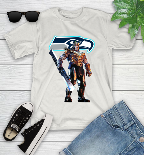 NFL Thanos Gauntlet Avengers Endgame Football Seattle Seahawks Youth T-Shirt 12