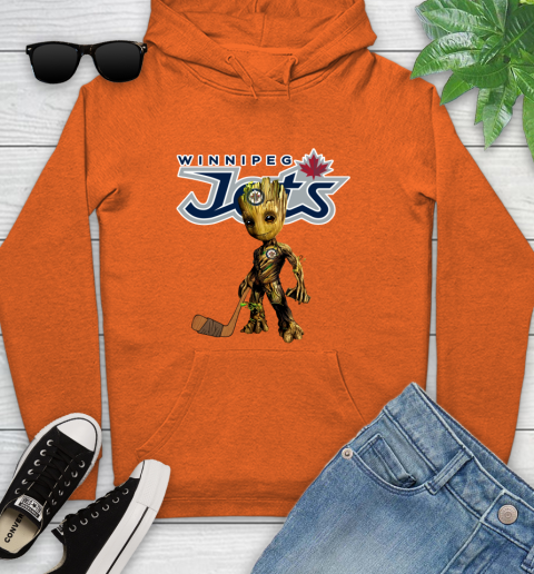 Winnipeg Jets NHL Hockey Groot Marvel Guardians Of The Galaxy Youth Hoodie 5