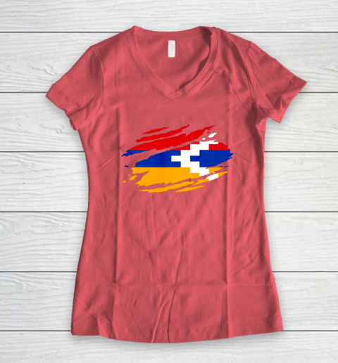 Artsakh Flag Proud Artsakh Support Artsakh Strong Armenia Women's V-Neck T-Shirt 4
