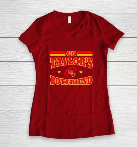 Go Boyfriend Football gift Fans Women's V-Neck T-Shirt 6