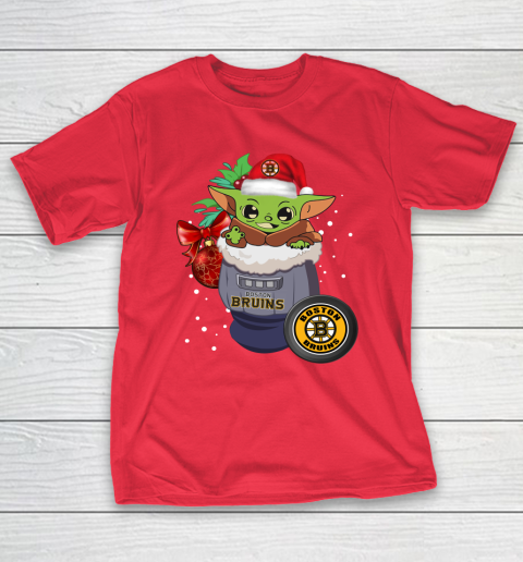 Boston Bruins Christmas Baby Yoda Star Wars Funny Happy NHL T-Shirt 10