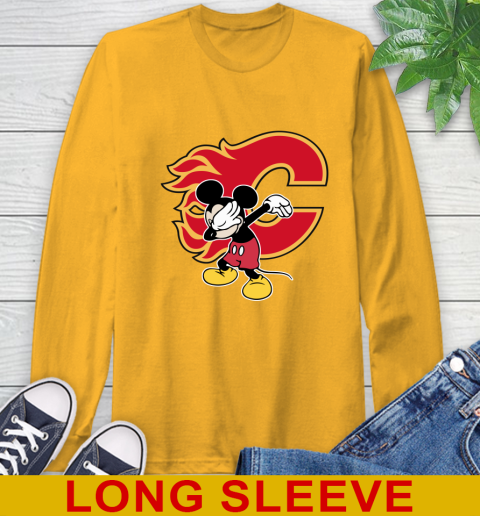Calgary Flames NHL Hockey Dabbing Mickey Disney Sports Long Sleeve T-Shirt 3