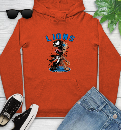 NFL Detroit Lions Football Venom Groot Guardians Of The Galaxy Youth Hoodie 5