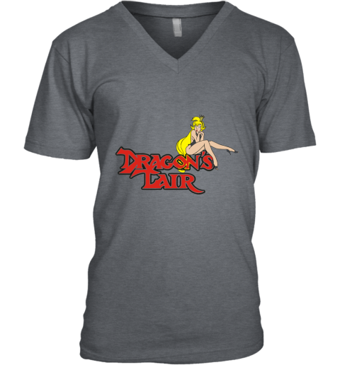 2vrx dragons lair daphne baseball shirts v neck unisex 8 front dark heather