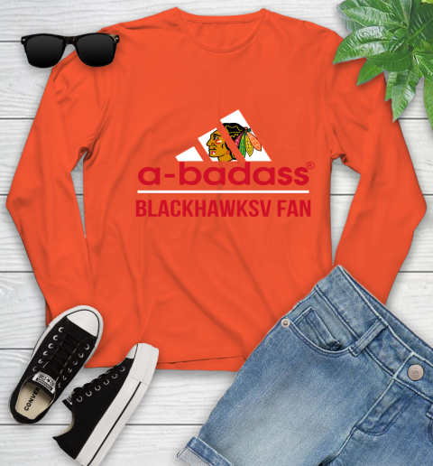 NHL A Badass Chicago Blackhawks Fan Adidas Hockey Sports Youth Long Sleeve 3