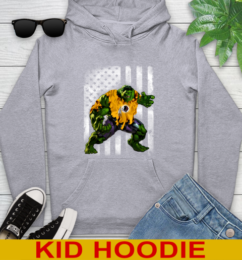Washington Redskins Hulk Marvel Avengers NFL Football American Flag Youth Hoodie 6