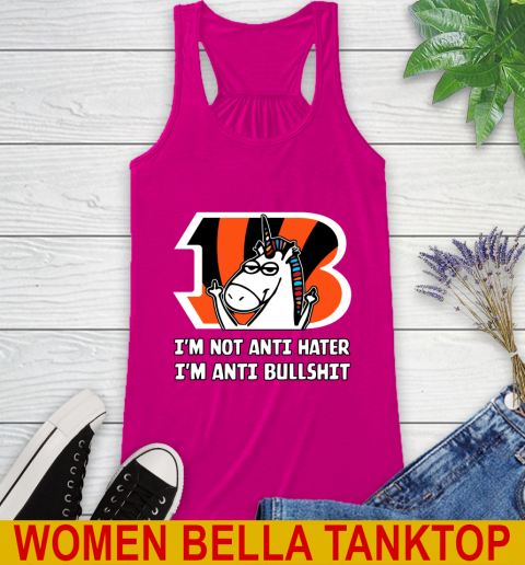 Cincinnati Bengals NFL Football Unicorn I'm Not Anti Hater I'm Anti Bullshit Racerback Tank 8