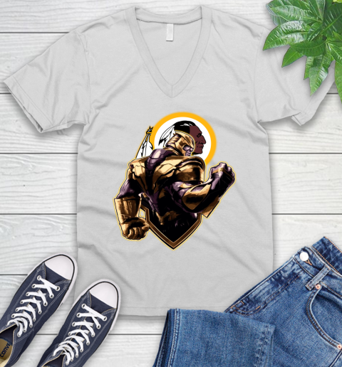 NFL Thanos Avengers Endgame Football Sports Washington Redskins V-Neck T-Shirt