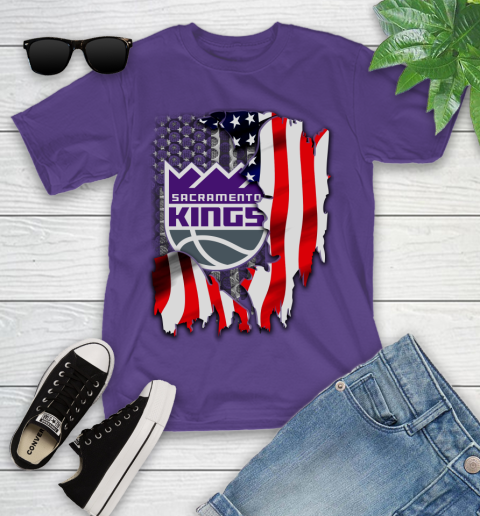 Sacramento Kings NBA Basketball American Flag Youth T-Shirt 3