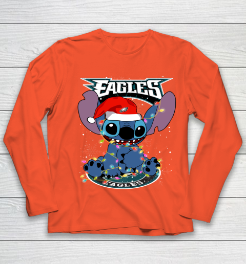 Philadelphia Eagles NFL Football noel stitch Christmas Youth Long Sleeve 2