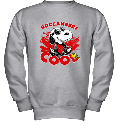 nlj0 tampa bay buccaneers snoopy joe cool were awesome shirt youth sweatshirt 47 front sport grey