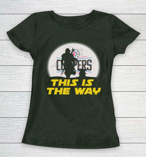 LA Clippers NBA Basketball Star Wars Yoda And Mandalorian This Is The Way Women's T-Shirt 4