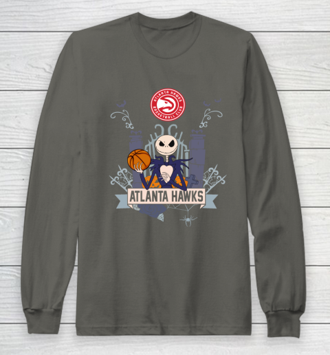 NBA Atlanta Hawks Basketball Jack Skellington Halloween Long Sleeve T-Shirt 5