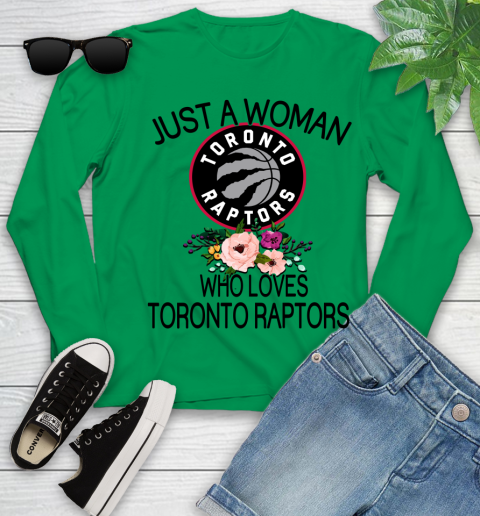 NBA Just A Woman Who Loves Toronto Raptors Basketball Sports Youth Long Sleeve 4
