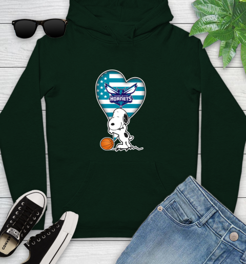 Charlotte Hornets NBA Basketball The Peanuts Movie Adorable Snoopy Youth Hoodie 13