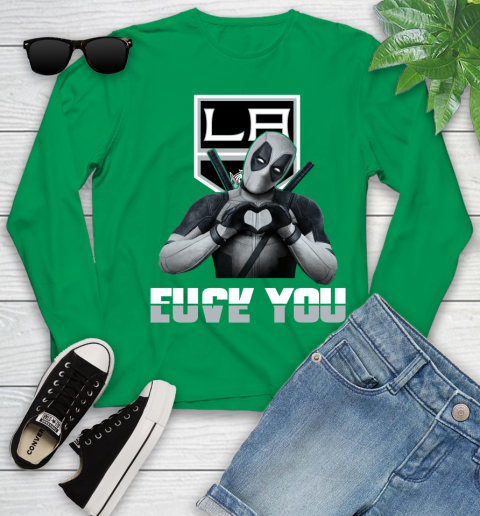 NHL Los Angeles Kings Deadpool Love You Fuck You Hockey Sports Youth Long Sleeve 7