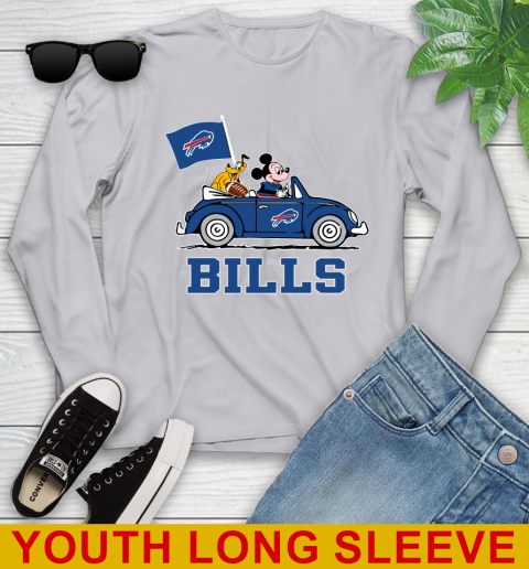 NFL Football Buffalo Bills Pluto Mickey Driving Disney Shirt Youth Long Sleeve 6