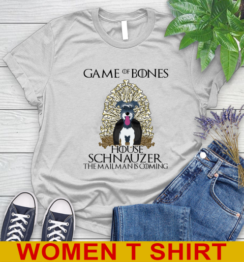 Game of bones house schnauzer dog the mailman is coming tshirt 73