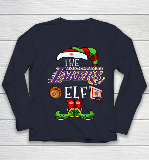 Los Angeles Lakers Christmas ELF Funny NBA Youth Long Sleeve 2