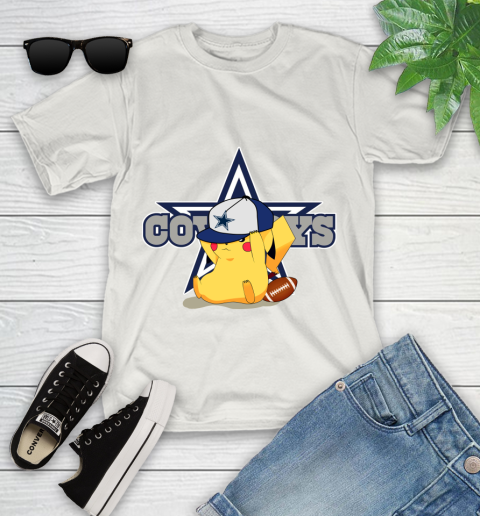 NFL Pikachu Football Sports Dallas Cowboys Youth T-Shirt 12