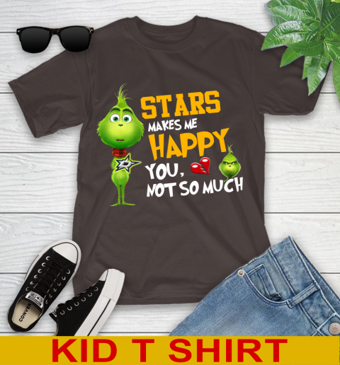 NHL Dallas Stars Makes Me Happy You Not So Much Grinch Hockey Sports Youth T-Shirt 6